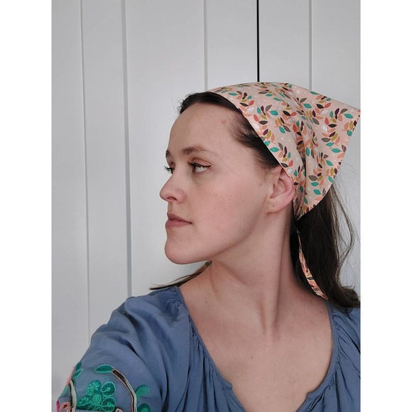 Handmade Reclaimed Vintage Cotton Floral Bandana Head Scarf Kerchief - Picture 3 of 4